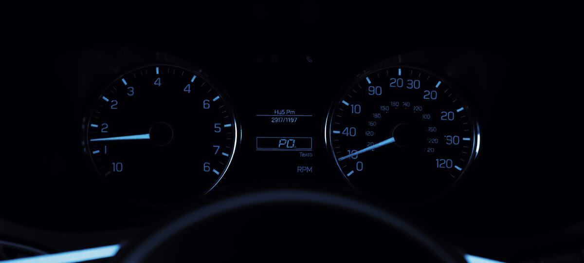 Illuminated dashboard gauges and rev counter