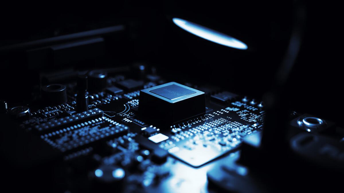 Close-up of an engine control unit circuit board